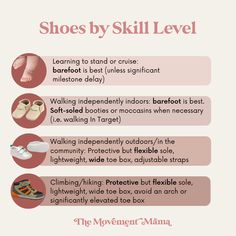 movement-mama-shoes-by-skill-level Pediatric Pt, Spring Summer Shoes, Pediatric Physical Therapy, Developmental Delays, Do Baby, Sensory Processing, Physical Therapist, How To Measure, Baby Needs