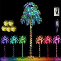 LED lighted palm tree with coconuts. Color changing artificial tree with remote control for Pool beach yard summer party Home Hawaiian tiki Bar decoration Palm Tree Lights, Palm Tree Decorations, Faux Christmas Trees, Tiki Bar Decor, Poolside Party, Outdoor Christmas Tree, Hawaiian Tiki, Outside Patio, Tree Lights