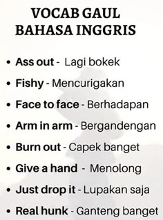 an advertisement with the words vocab gau bahasa ingeris