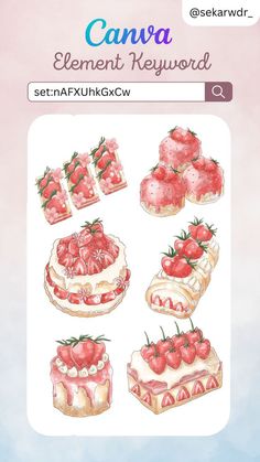 an image of a cake with strawberries on it and the words canna element keyword