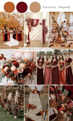 a collage of different wedding colors and details