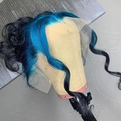 Lace Front Wig Virgin Human Hair Blue 150%Density 16" Ombre Lace, Blue Wig, Hair Tape, Black Ombre, Straight Lace Front Wigs, Peruvian Hair, Front Lace Wigs Human Hair, Frontal Wig, Ombre Color