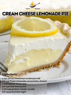 a close up of a slice of lemonade pie on a plate