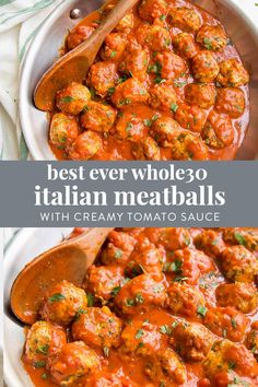 the best ever whole - go italian meatballs with creamy tomato sauce