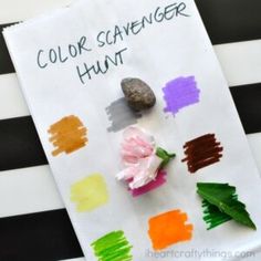 the color scavenger hunt is an easy activity for toddlers