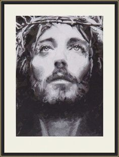 the face of jesus with crown of thorns on his head