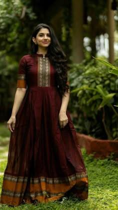 Elegant Cotton Dress, Frock Models, Long Frock Designs, Long Gown Design, Simple Frocks, Latest Model Blouse Designs, Anarkali Dress Pattern