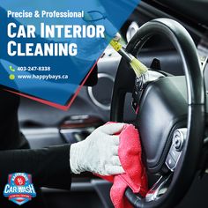 a person cleaning the inside of a car