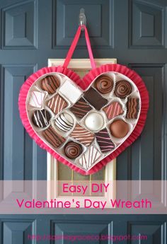 easy diy valentine's day wreath made out of cupcakes and chocolates