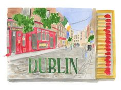 Dublin Matchbook - Furbish Studio Personalized Gallery Wall, Statement Wallpaper, Furbish Studio, Irish Decor, Matchbook Art, Printed Napkins, Needlepoint Pillows, Just Because Gifts, Watercolor Art Prints