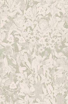 a wallpaper with white flowers and leaves on it