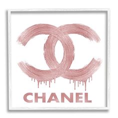 the chanel logo is shown in pink and white with dripping paint drips on it