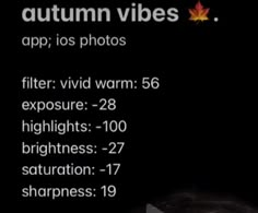 an advertisement for the autumn vibes app, which is being displayed in front of a black background