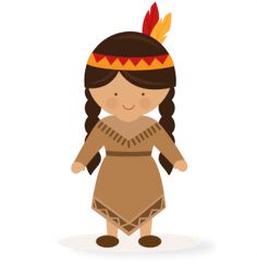 a native american girl with long hair and an orange headdress, standing in front of a white background