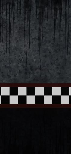 a black and white checkered wall with blood dripping down the walls on it's sides