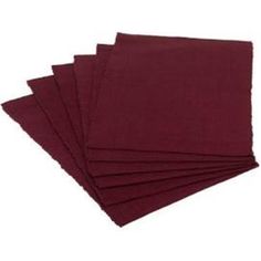 six maroon napkins stacked on top of each other