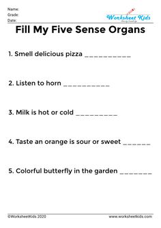 worksheet for kids to learn how to fill in five sentences or words