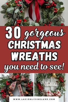 Christmas Wreaths Elegant Christmas Wreath, Unconventional Materials, Christmas Wreath Ideas, Holiday Wreaths Christmas, Traditional Wreath, Wreaths Christmas, Christmas Decorations Bedroom, Christmas Bedroom, Ribbon Wreath