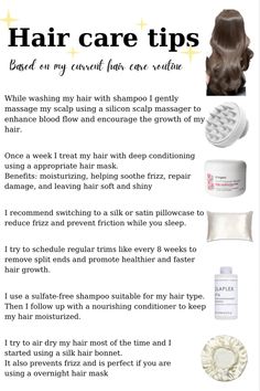 silk pillow, silk hair bonnet, olaplex shampoo, scalp massager Long Straight Hair Care Routine, Hair Hacks For Healthy Hair, Hair Products For Soft Shiny Hair, Shiny Healthy Hair Tips, Hair Care Routine For Thinning Hair, Shiny Hair Routine, How To Have Shiny Healthy Hair, Hair Care Tips For Healthy Hair, Hair Care Plan