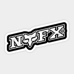 a sticker with the word nex in black and white on a gray background