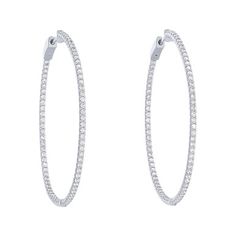 Make a statement with these beautiful hoop earrings, accented with round brilliant cut diamonds totaling 1.50 carats. Diamonds Direct, Round Brilliant Cut Diamond, Brilliant Cut Diamond, Round Brilliant, Diamond Cuts, Hoop Earrings, Diamonds