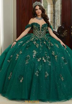 Vizcaya Quinceanera 89473 Dress - Peaches Boutique Moda 2000 Quinceanera Dresses, Green Quince Dress, Green Quinceanera Theme, Quince Planning, Quinceanera Theme, Green Quinceanera, Green Quince, Quinceanera Themes Dresses, Quinceañera Dresses