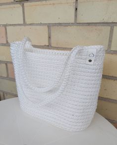 White crochet summer bag. Summer Everyday Crochet Bag With Handles, Casual White Crochet Rectangular Bag, Casual White Rectangular Crochet Bag, Large Capacity White Crochet Bag For Shopping, White Rectangular Straw Bag Casual, White Rectangular Casual Straw Bag, Spring White Beach Bag With Large Capacity, Casual White Rectangular Straw Bag, Large Capacity White Beach Bag For Spring