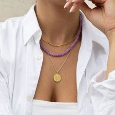 Details & Fit Measures 16" or 18" with a 2" extender 6mm Lavender Jade Stones 14kt gold-filled lobster clasp closure 14kt gold-filled 2" extender Style Number NGEMST-L Lavender Jade, Jade Gemstone, Diamond Gift, Jade Stone, 14kt Gold, Travel Gifts, Pave Diamonds, Gemstone Necklace, Lobster Clasp