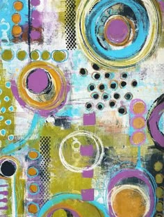 an abstract painting with circles and dots