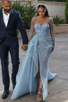 Split Prom Dresses, Dinner Dress Classy, Long Sleeve Prom, Blue Wedding Dresses, Glamour Dress, Classy Dress Outfits, فستان سهرة, Engagement Dresses, Prom Dresses With Sleeves