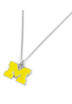 Add some Michigan gear to your jewelry collection with this Michigan Wolverines Logo Necklace! It features a team logo, so everyone will know how much you love your Wolverines! Embellished with team colored logo pendant, Secure clasp fit ensure carefree wear, Chains measures approximately 18-inches in Length, 100% metal, Great for Game Day!, 100% Metal, Surface washable, Imported Michigan University Logo, Michigan Wallpaper Wolverines, Michigan Wolverines Svg, Michigan Wolverines Basketball, Michigan Wolverines Apparel, Blue Logo, Michigan Wolverines, Accessories Necklace, Team Colors