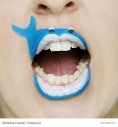 Funny Face Paint, Face Painting Tutorials, Shark Mouth, Funny Paintings, Traditional Japanese Tattoos