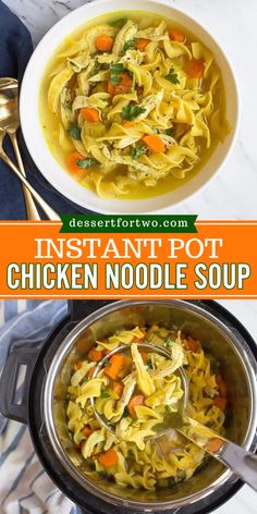 Warm up with Instant Pot Chicken Noodle Soup! This fall comfort food idea is a small batch chicken soup recipe made with tender chicken breast and soft egg noodles. It’s the perfect soup recipe for dinner that will cozy you up on chilly nights. Make it tonight and enjoy! Pressure Cooker Chicken Soup, Cheesecake Simple, Gourmet Cheesecake, Instant Pot Chicken Noodle Soup, Instant Pot Chicken Noodle, Chicken Noodle Soup Recipe, Homemade Chicken Soup, Turtle Cheesecake, Chicken Noodle Soup Easy