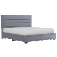 Russell 78&quot; King Platform Bed w/Storage Drawers in Grey Box Spring Bed Frame, Modern Platform Bed, Leather Side Chair, Platform Bed With Storage, Living Room Tv Stand, Storage Ottoman Bench