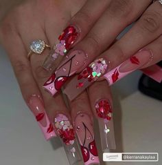 Bling Design, Nails Design With Rhinestones, Design Nails, Unique Acrylic Nails, Luxury Nails, Nail Pro, Funky Nails, Pretty Acrylic Nails