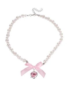 Material: Alloy electroplate Color: Pink heart Size:  Length: 39+5cm Width: 5cm Weight: 13.14g Valentine's Day Heart Beads Pearl Necklace As Gift, Miles Outfit, Heart Pearl Necklace, Sabrina Concert, Star Tights, Valentines Accessories, Modest Girly Outfits, Sunglasses Necklace, Life In Pink