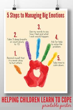 a poster with instructions to help children learn how to use handprints