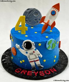 Birthday Rocket Theme, Birthday Cake Planets Solar System, Reach For The Stars Birthday Cake, Spaceship Cake Ideas