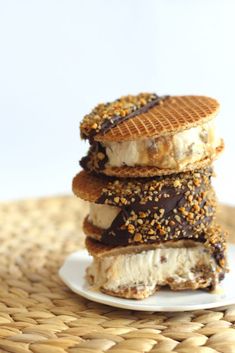 three ice cream sandwiches stacked on top of each other