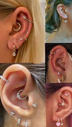 boucles d'oreille idée Ear Piercings Classy, Ear Piercings Simple, Look 80s, Cute Nose Piercings, Cute Hand Tattoos