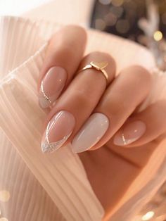 Nails With White French, Full Nail Designs, Simple Wedding Nails, Nails With White, Elegant Touch Nails, Engagement Nails, Fancy Nail Art, Graduation Nails, Classic Nails