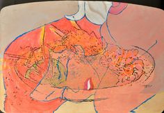 a drawing of a woman's breast on a piece of paper with colored inks