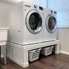 a washer and dryer stacked on top of each other