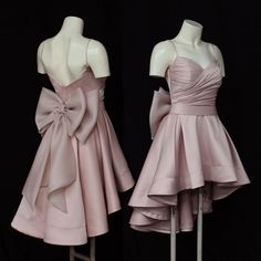 Junior Formal Dresses, Mini Prom Dresses, Satin Homecoming Dress, Looks Party, Prom Dresses Modest, Pink Dresses, Short Cocktail Dress, Sweet 16 Dresses, Bow Back