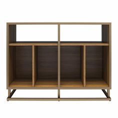 the sideboard is made from wood and has three shelves