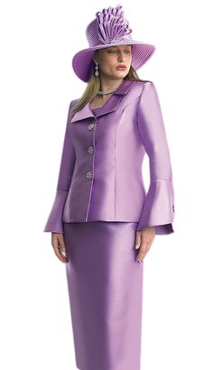 Introducing the Lily And Taylor 4107-LIL Church Suit, a stunning addition to any sophisticated wardrobe. Crafted with attention to detail, this suit offers a timeless elegance that is perfect for Sunday services, special events, and any occasion that calls for a touch of class. The luxurious lilac fabric boasts a subtle sheen that captures the light and illuminates your presence. The sleek design of the three-button jacket provides a modern yet classic look that suits a variety of body types. Th Sophisticated Wardrobe, Lilac Fabric, Church Attire, Church Suits, Button Jacket, Mid Length Skirts, Touch Of Class, Tailored Jacket, Fine Fabric