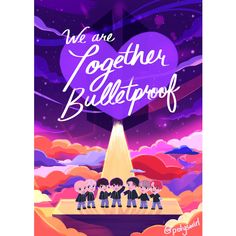 the poster for we are together ballroom, featuring five people standing in front of a heart