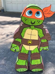 Pinata inspired by ninja turtles, measures 34"x22"x5" Ninja Turtle Theme Party Walmart, Ninja Turtle 1st Birthday, Tmnt Party Decorations, Ninja Turtle Birthday Decorations, Ninja Turtle Pinata, Ninja Turtles Birthday Party Ideas, The Ninja Turtles, Ninja Turtles Birthday Party, Tmnt Party