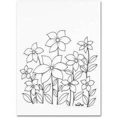 a black and white drawing of flowers