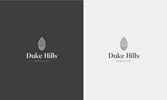 two logos for duke hills, one with leaves on it and the other in black and white